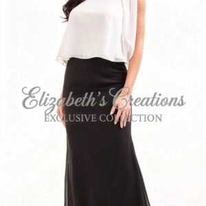 Jasmine Bridesmaids P226014 IVORY (IV) / Black (BK) Charlotte Chiffon Two-Tone