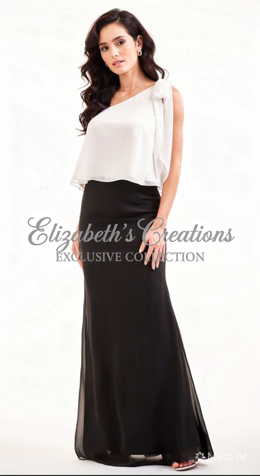 Jasmine Bridesmaids P226014 IVORY (IV) / Black (BK) Charlotte Chiffon Two-Tone