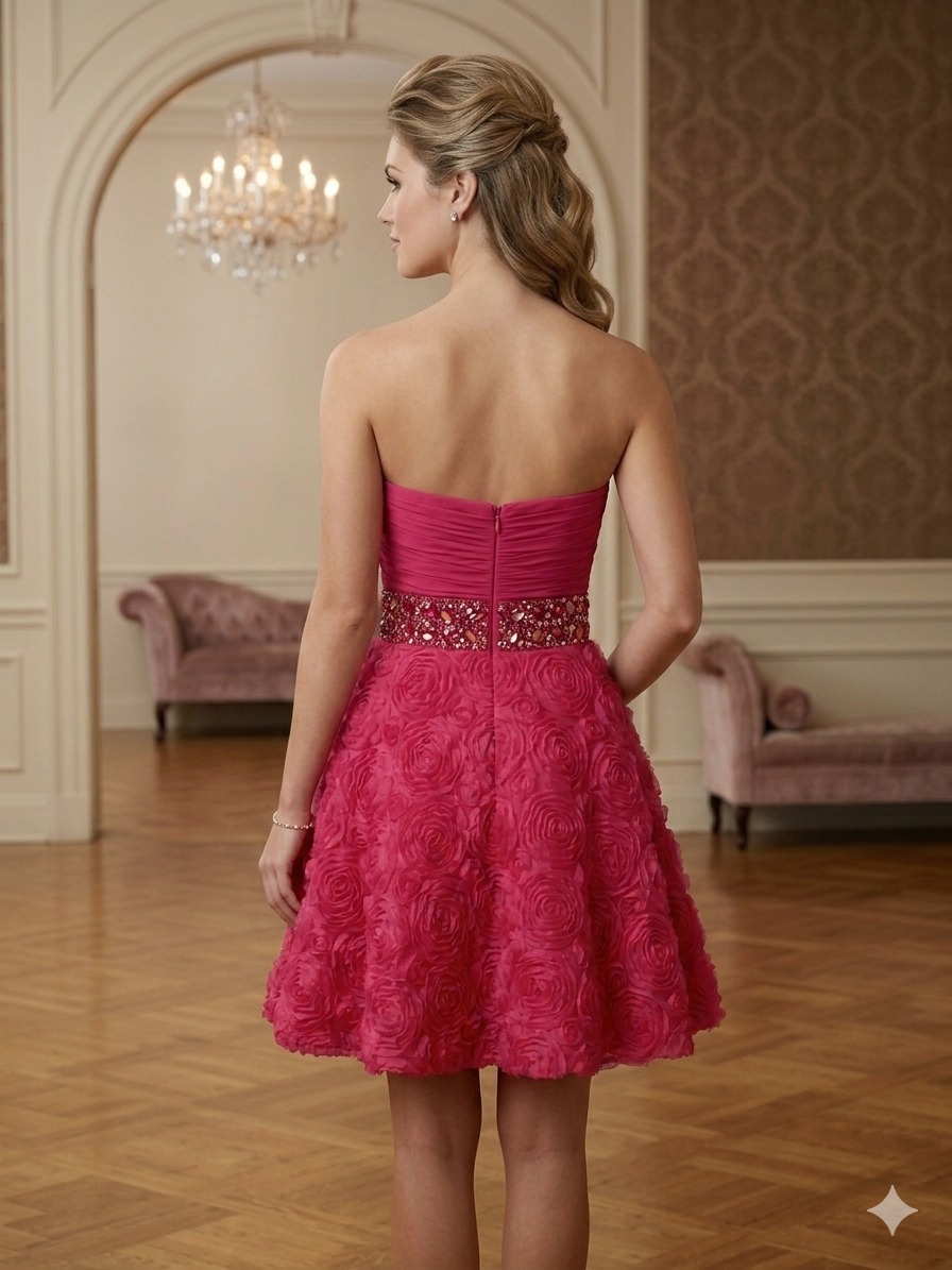 Fuchsia Cocktail Dress Sweetheart Rosettes | West Haven CT - Image 2