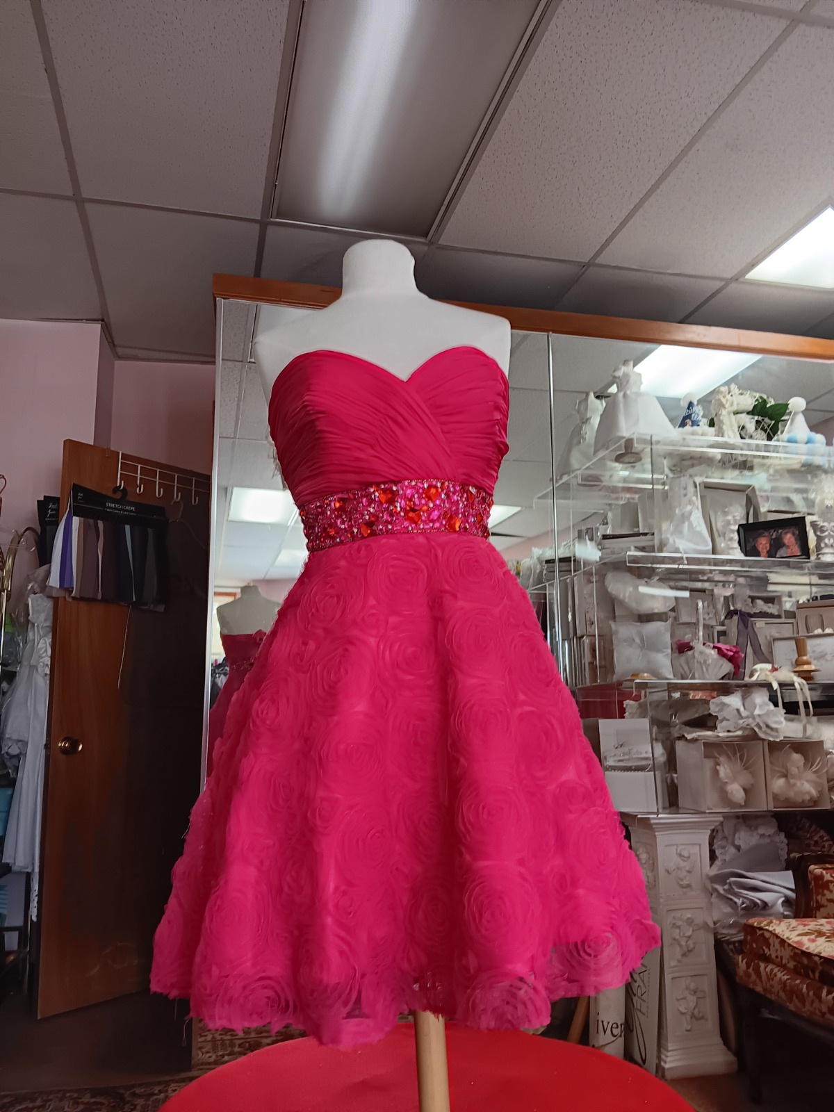 Fuchsia Cocktail Dress Sweetheart Rosettes | West Haven CT - Image 3