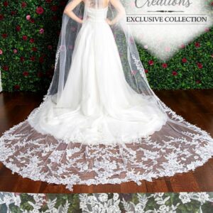 Cathedral guipure lace veil 120 inches Style 3983